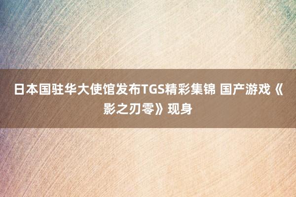 日本国驻华大使馆发布TGS精彩集锦 国产游戏《影之刃零》现身