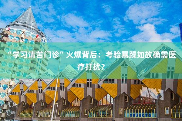 “学习清苦门诊”火爆背后：考验暴躁如故确需医疗打扰？