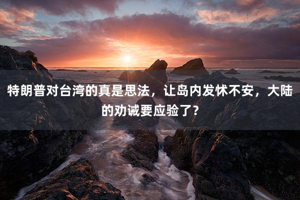 特朗普对台湾的真是思法，让岛内发怵不安，大陆的劝诫要应验了？