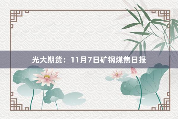 光大期货：11月7日矿钢煤焦日报