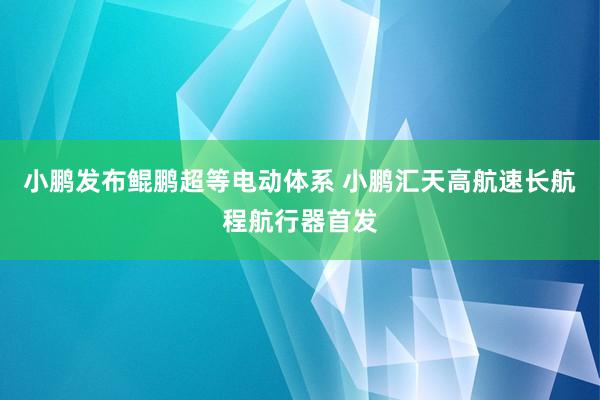 小鹏发布鲲鹏超等电动体系 小鹏汇天高航速长航程航行器首发