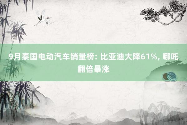 9月泰国电动汽车销量榜: 比亚迪大降61%, 哪吒翻倍暴涨